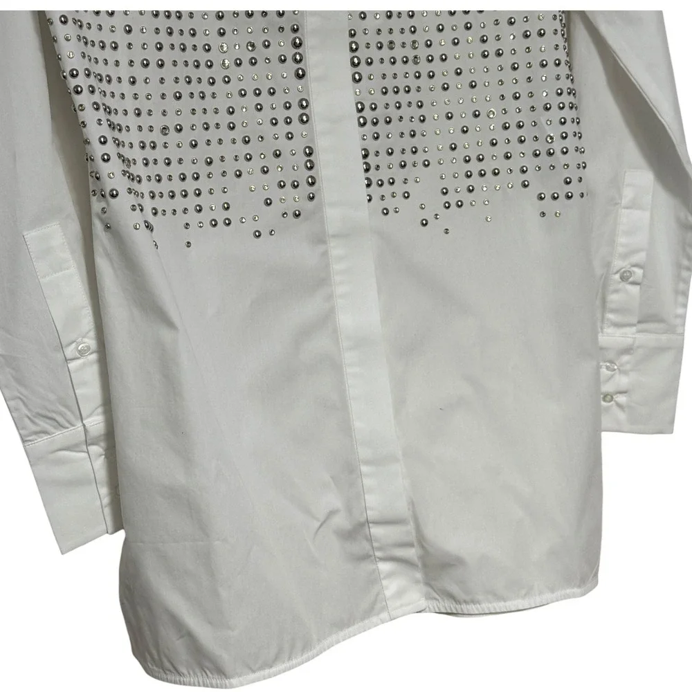 16Arlington Crystal Embellished cotton Poplin  button blouse studded designer - Picture 6 of 11